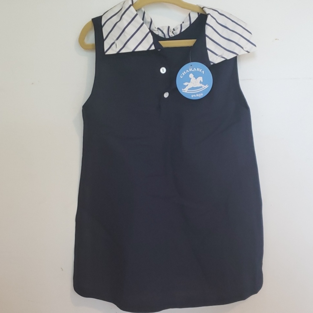 Blue/white toddler girl dress, size 3